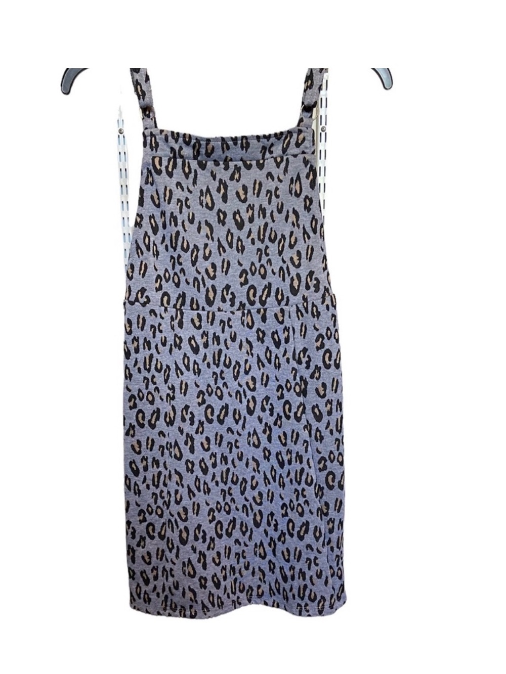Jolt Bibbed Gray and Black Leopard Print Dress